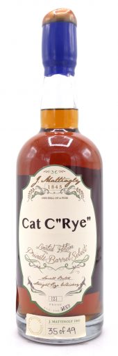J. Mattingly Rye Whiskey Limited Edition Private Barrel Select, 5 Year Old, Cat C, 121 Proof 750ml